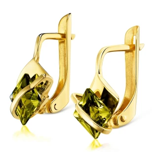 Goldene Ohrringe Smaragdbänder Probe 585 K2. Z.przepaskiP | ergold