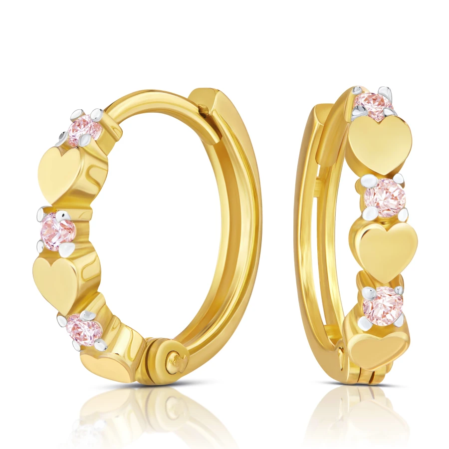 Goldene Ohrringe RÄDER Herzen und Strasssteine K3.2498 | ergold
