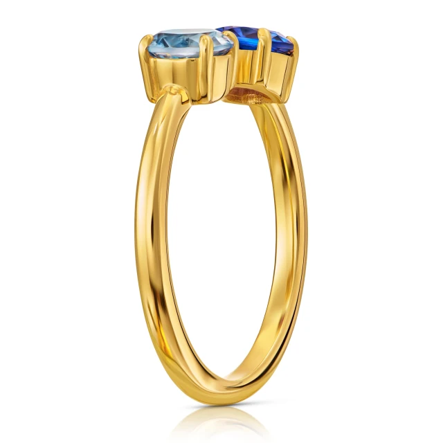 Goldener Ring mit blauer und blauer Zirkonoxid-Galaxie Attempt 585