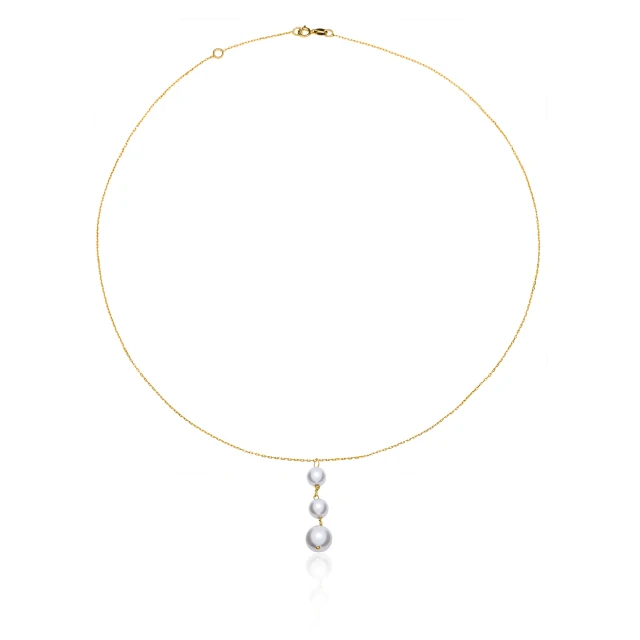 Złoty naszyjnik  trzy perły NZ021