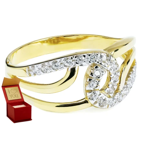 Złoty pierścionek szeroki 585 przeplatany wzór