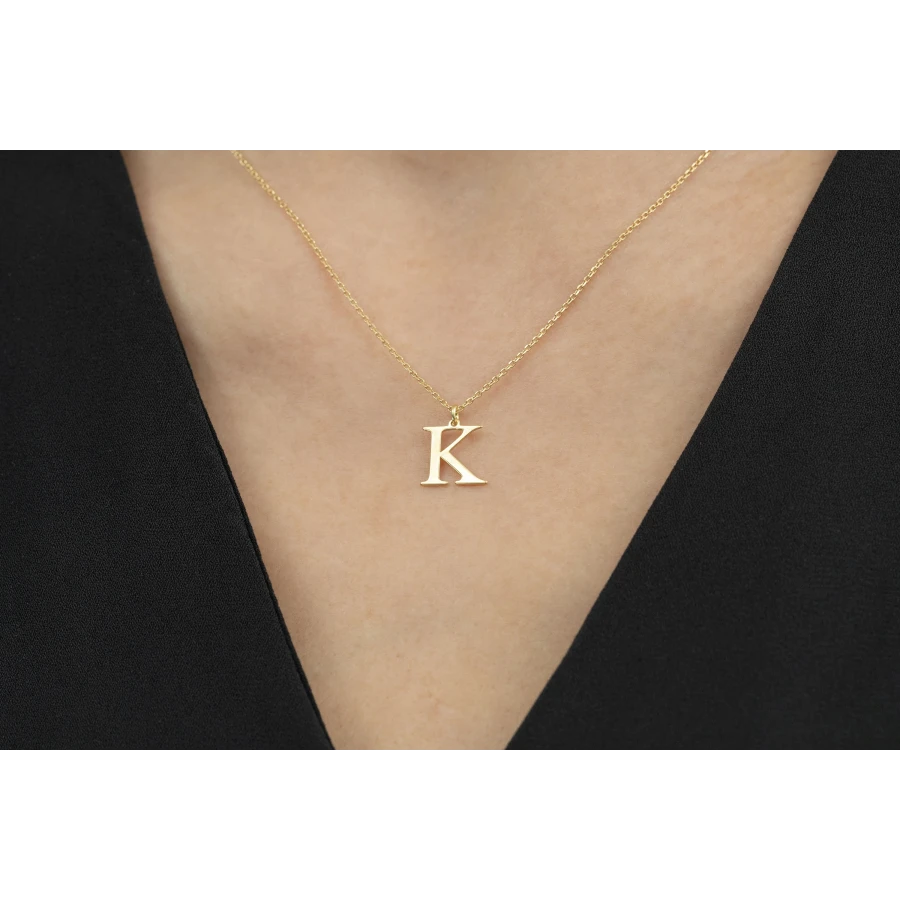 Srebrny, pozłacany naszyjnik z LITERKĄ |ERGold
