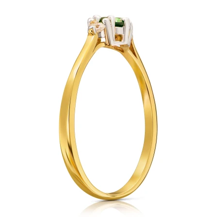Złoty pierścionek z zielonym oczkiem 333