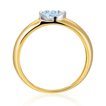 Złoty pierścionek z dużym błękitnym kamieniem
