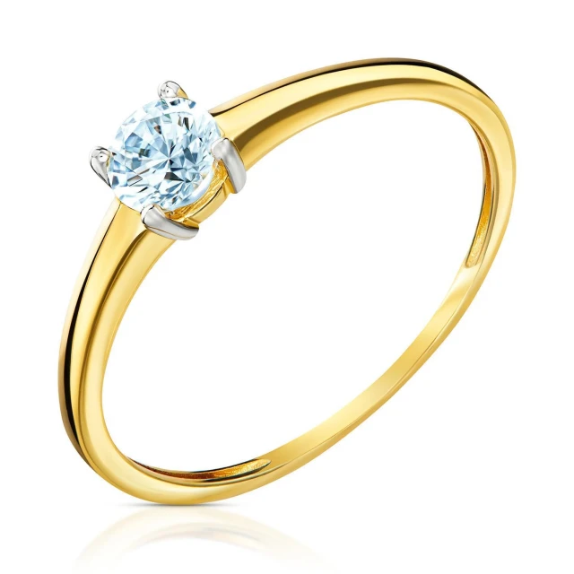 Złoty pierścionek Zaręczynowy Błękitny Kamień
