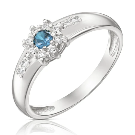 Srebrny pierścionek błękitny kwiatek
