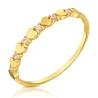 Złoty pierścionek serca różowe kamienie