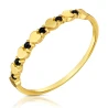 Złoty pierścionek serca 585 czarne kamienie