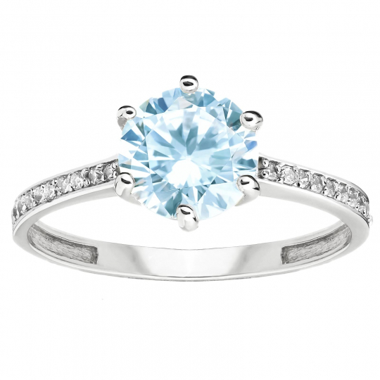 Srebrny pierścionek zaręczynowy błękitna cyrkonia