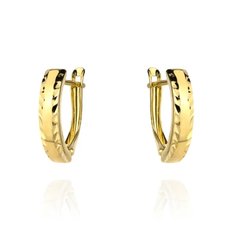 ⭐ Kolczyki złote diamentowane na obu brzegach szer. 4 mm ♥ Ergold