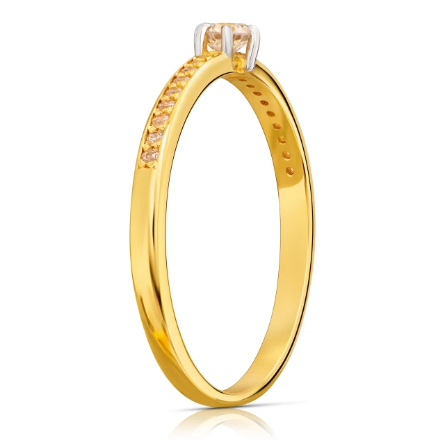 Złoty pierścionek z białymi cyrkoniami próba 585 P1.7752P