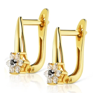 Goldene Ohrringe mit Strasssteinen Blumenprobe 585 K1.1044Pc | ergold