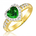 Złoty pierścionek zaręczynowy zielone serce
