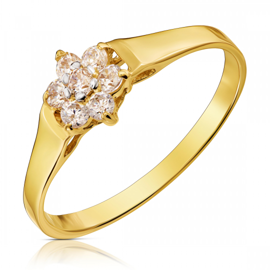 Złoty pierścionek Kamienie Wzór Kwiatek