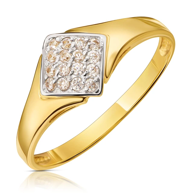 Goldring mit Zirkonia SQUARE