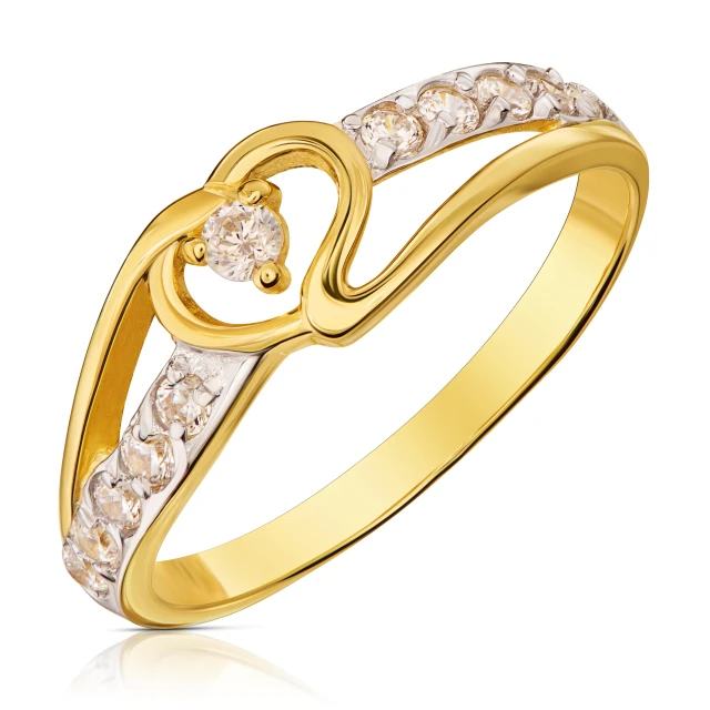 Gold Ring Interwoven HEART 585
