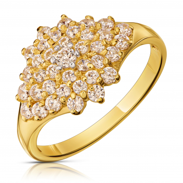 Złoty pierścionek zdobiony Cyrkoniami
