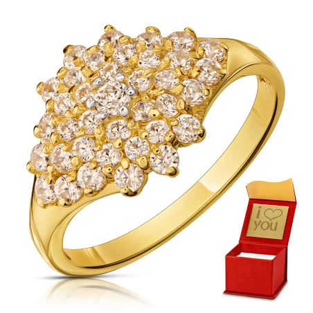 Złoty pierścionek zdobiony Cyrkoniami