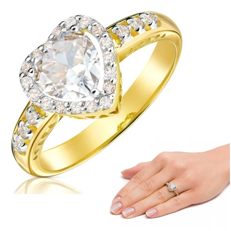 Złoty pierścionek zaręczynowy serce