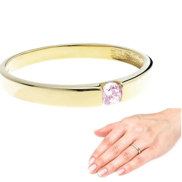 Goldener Ring rosa Stein 585