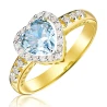 Złoty pierścionek 585 zaręczynowy błękitne serce