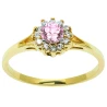 Złoty pierścionek 585 kwiatek różowy kamień