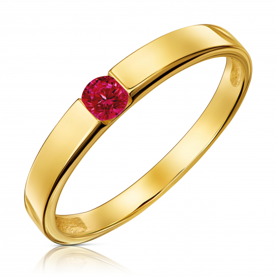 Złoty pierścionek rubinowy kamień próba 585