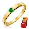 Obrączka pierścionek z zielonym kamieniem 333