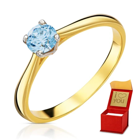 Oryginalny pierścionek zaręczynowy błękitny kamień