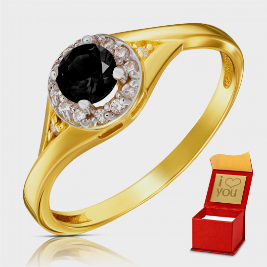Złoty pierścionek Lady Glamour czarny