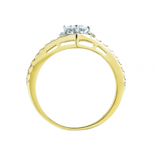 Złoty pierścionek zaręczynowy elegancki czarne kamienie próba 585