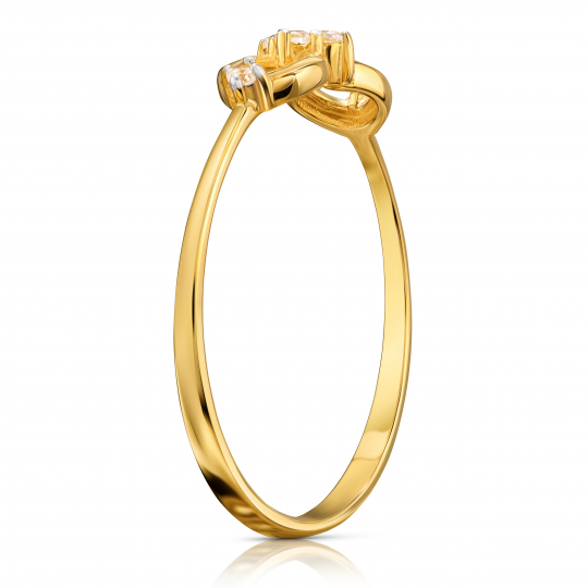 Złoty pierścionek delikatny z cyrkoniami