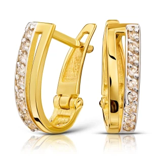 Schöne goldene Ohrringe mit Strasssteinen | ergold