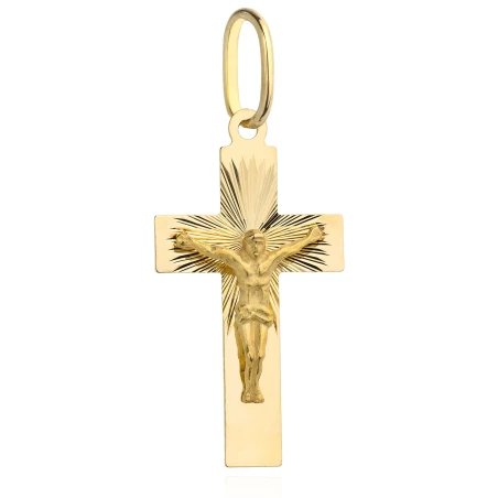 Złoty krzyżyk z Jezusem w diamentowanej oprawie