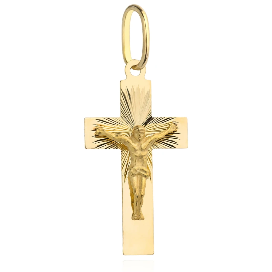 ⭐ Złoty krzyżyk z Jezusem w diamentowanej oprawie ♥ Ergold