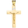 Krzyżyk złoty płaski z wypukłym Jezusem na krzyżu