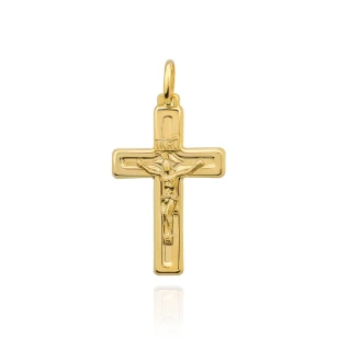 ⭐ Krzyżyk złoty błyszczący z ukrzyżowanym Jezusem ♥ Ergold