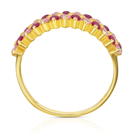 Złoty pierścionek 333 z różowymi cyrkoniami