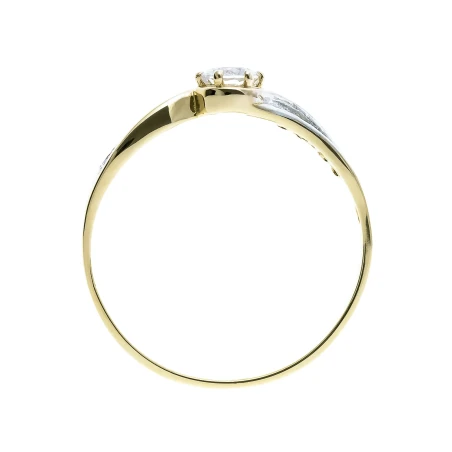 Złoty pierścionek klasyczny wzór białe cyrkonie 375