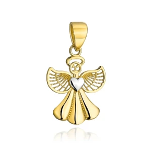 Zawieszka złota aniołek z serduszkiem w dwóch kolorach złota