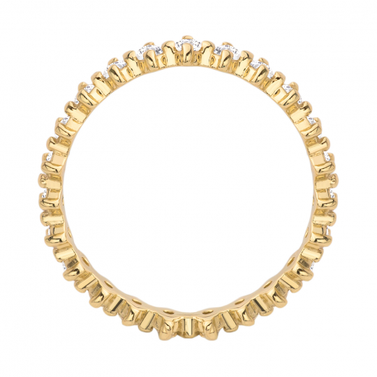 Złoty pierścionek białe cyrkonie obrączka próba 585