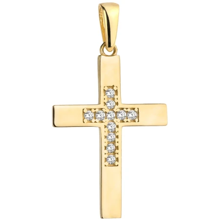 Krzyżyk złoty wysadzany cyrkoniami