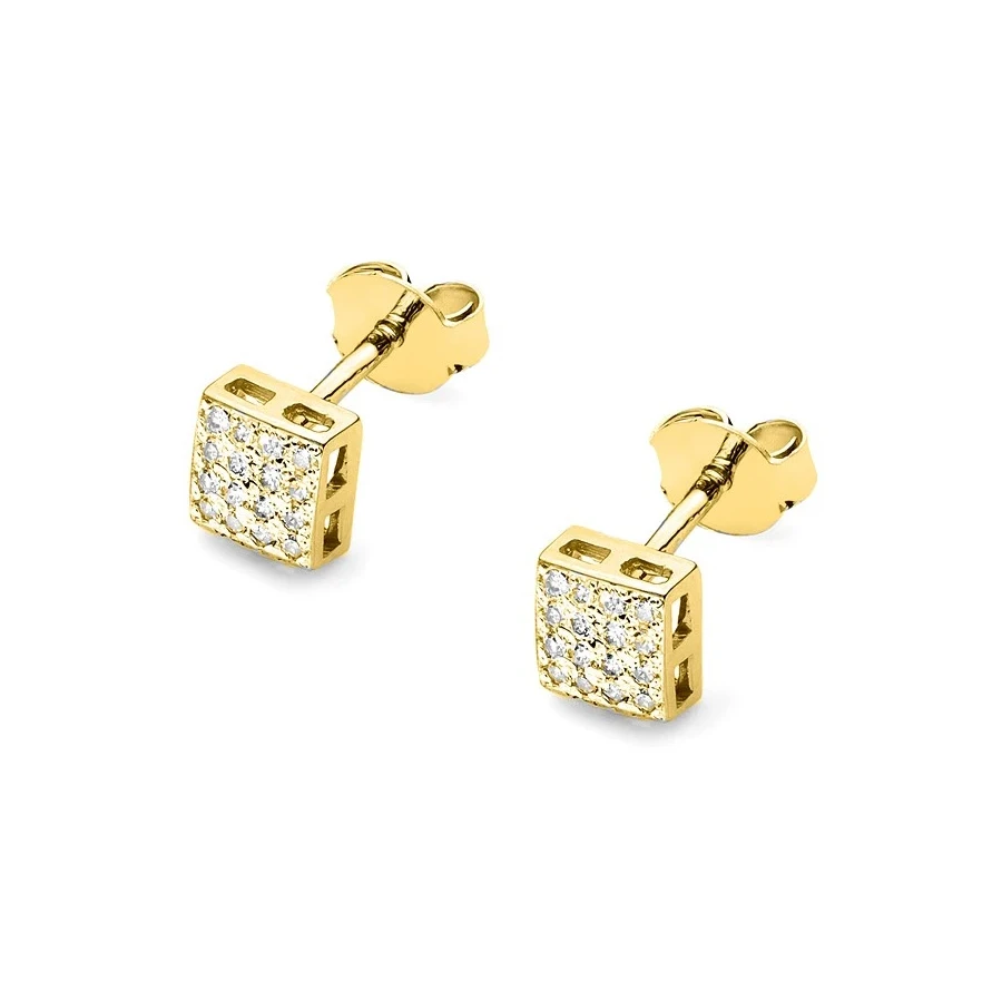 Złote kolczyki próba 585 z brylantem 0,16ct