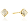 Złote kolczyki próba 585 z brylantem 0,16ct