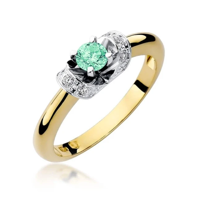 Gold Ring 585 mit Diamant Smaragd 0,50ct