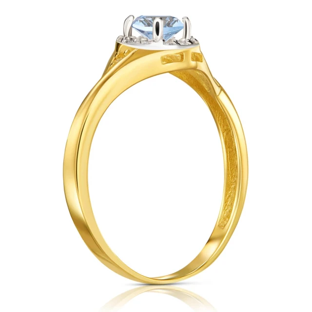 Złoty pierścionek Lady Glamour akwamaryn