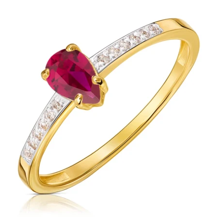 Delikatny pierścionek rubinowa cyrkonia