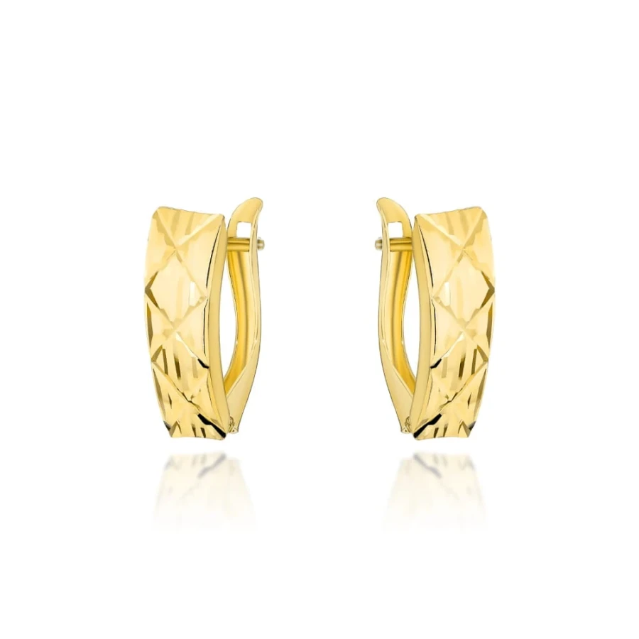 ⭐ Kolczyki złote z diamentowaniem w kształcie rombów ♥ Ergold