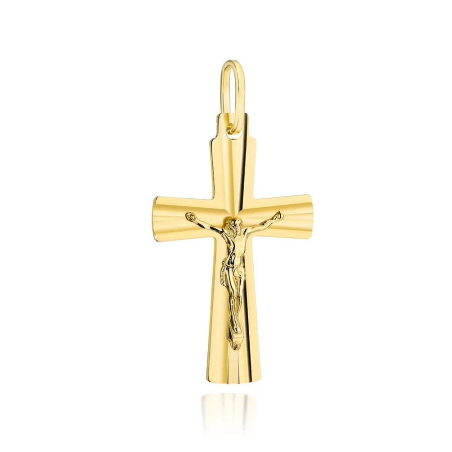 ⭐ Krzyżyk złoty zdobiony diamentowaniem z Jezusem ♥ Ergold