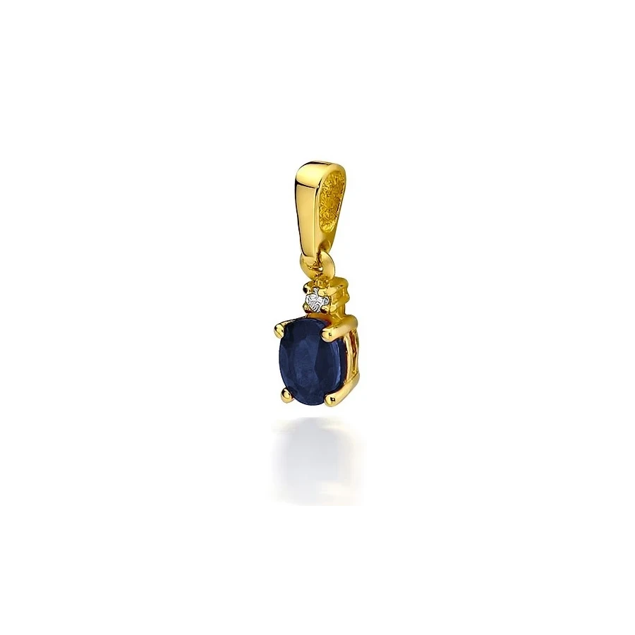 Złota Zawieszka 585 z Szafirem i Diamentem 0,70ct